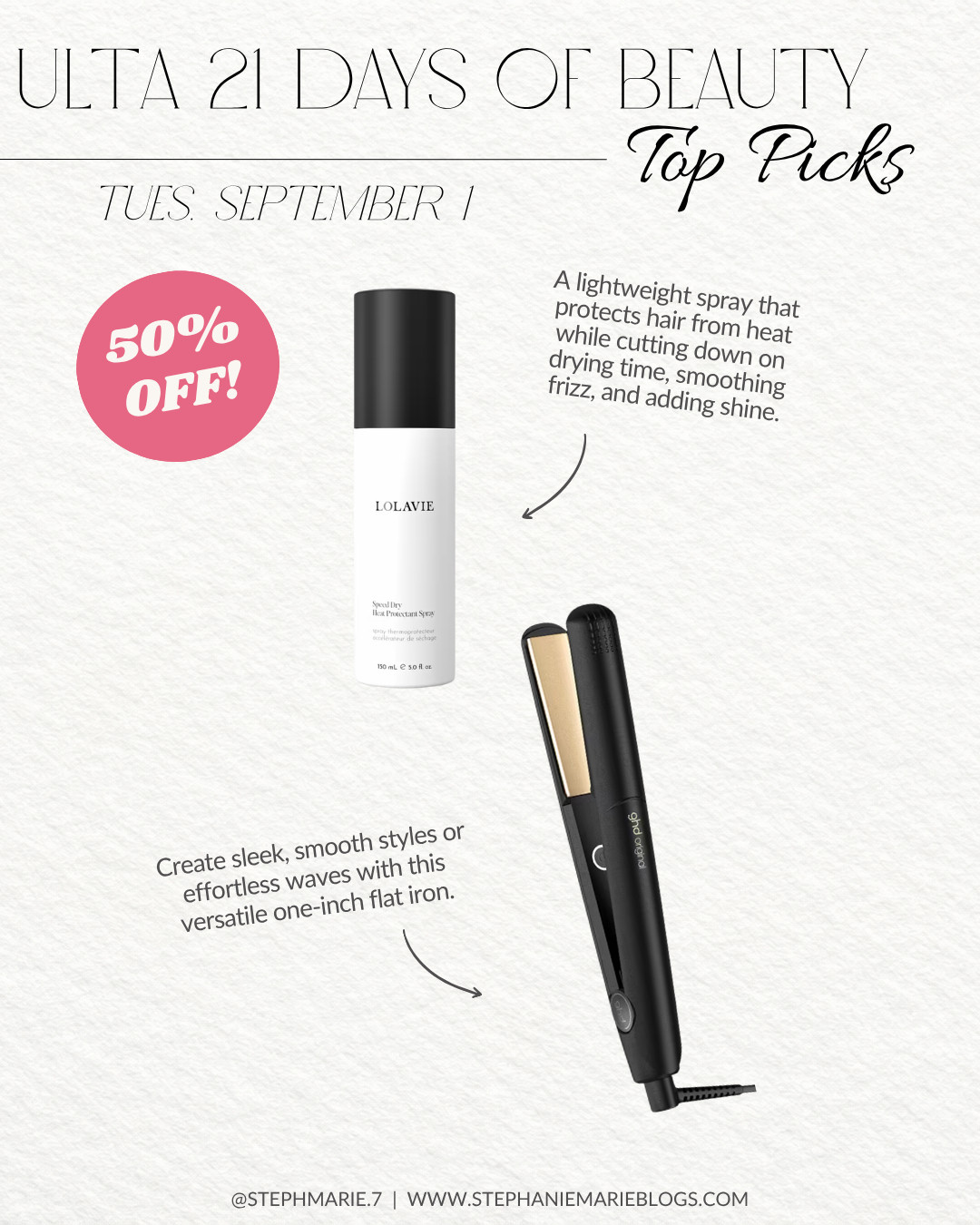 ULTA'S 21 DAYS OF BEAUTY SALE IS HERE ✨ These beauty favorites from ghd and LolaVie are 50% off today only!

 

 #LTKOver40 #LTKSaleAlert #LTKBeauty