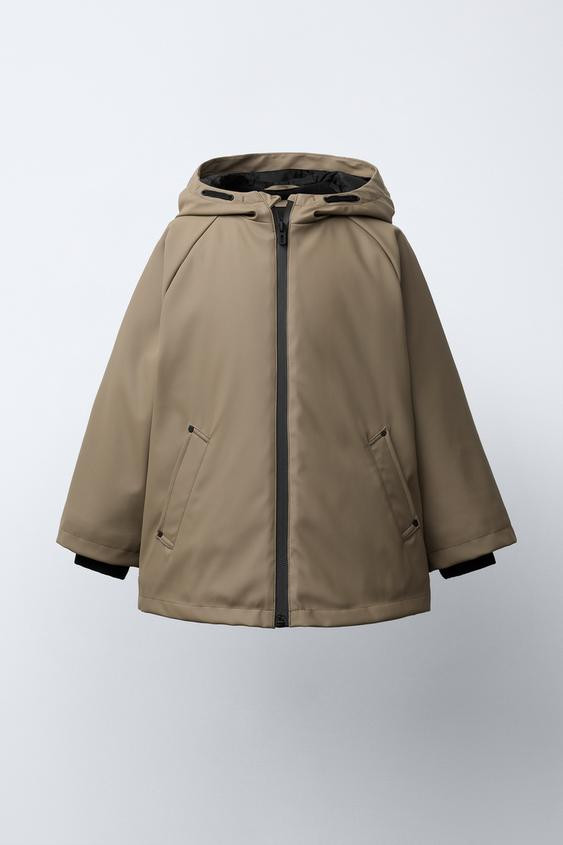 WATER RESISTANT RUBBERIZED FLEECE LINED RAINCOAT | Zara US