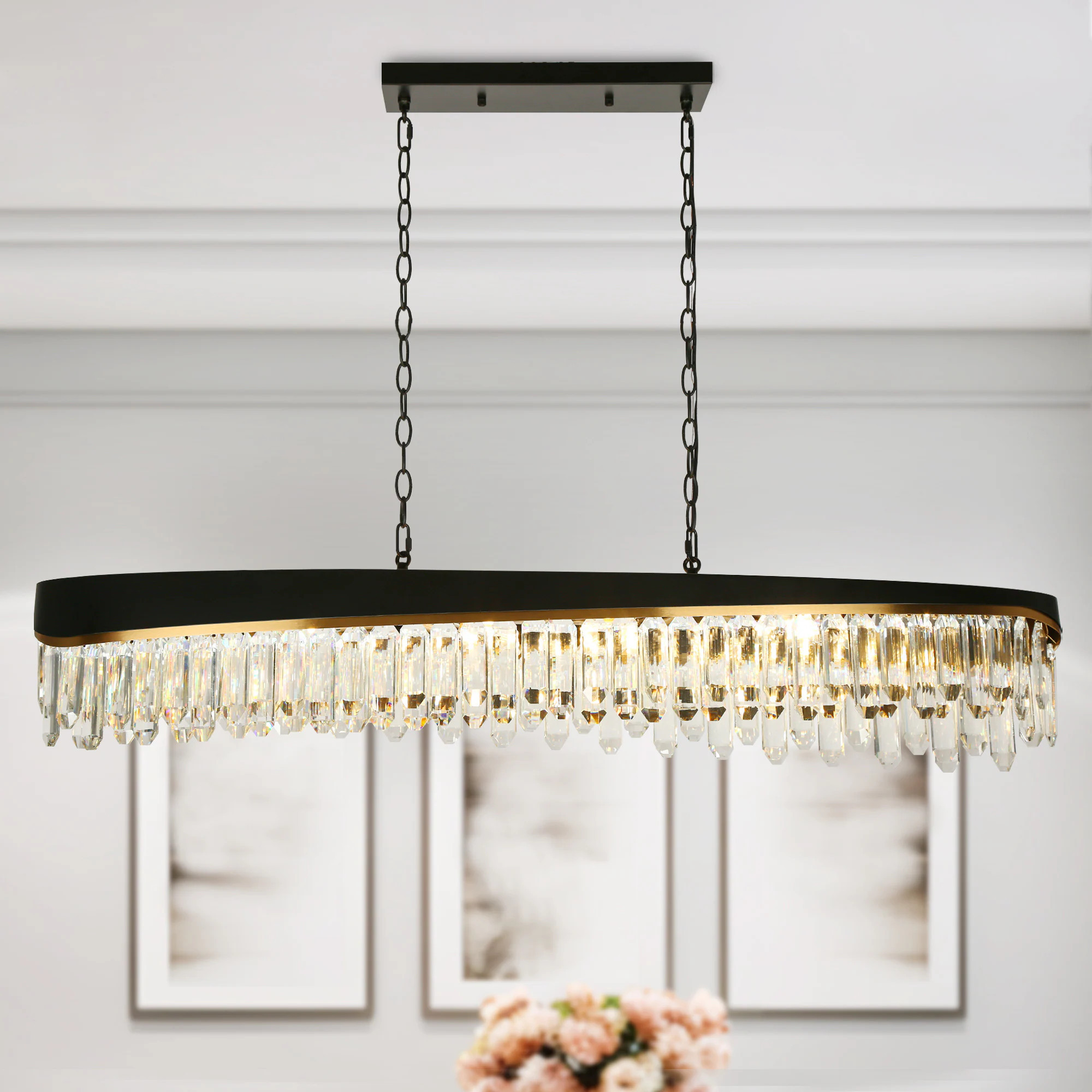 LNC Zephyrine 10 -Light Matte Black Crystal Metal Chandelier one_size | V6ZYNELWS16H1069 | Lowe's