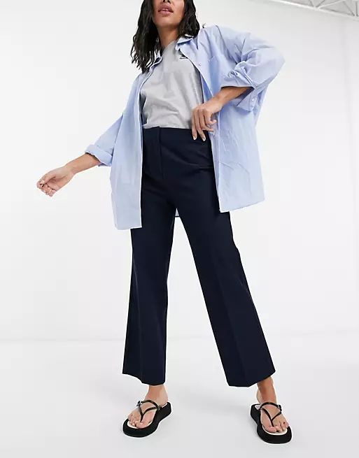 Selected Femme wide leg trouser in navy | ASOS | ASOS (Global)