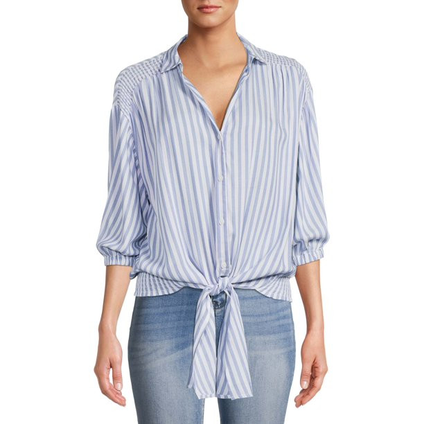 Beach Lunch Lounge Women's Tie Front Top | Walmart (US)