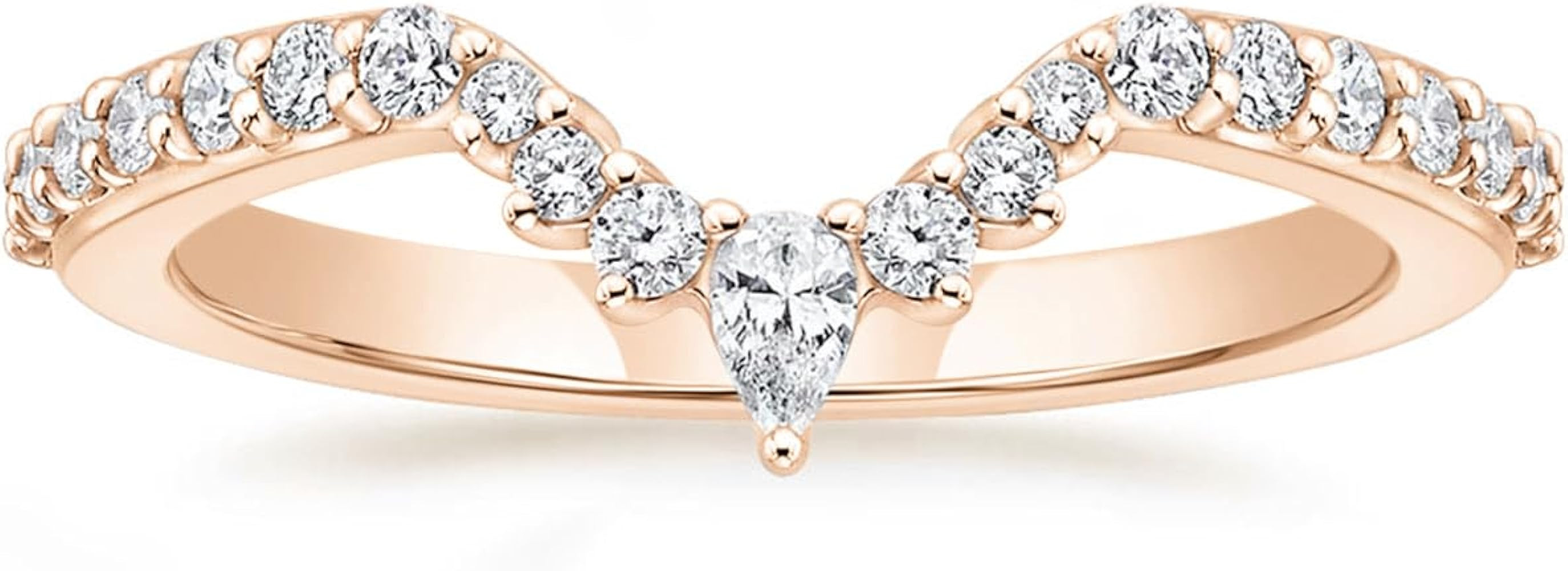 Mameloly Wedding Bands for Women Pear & Round Shaped Stackable Cubic Zirconia Half Eternity CZ Cu... | Amazon (US)