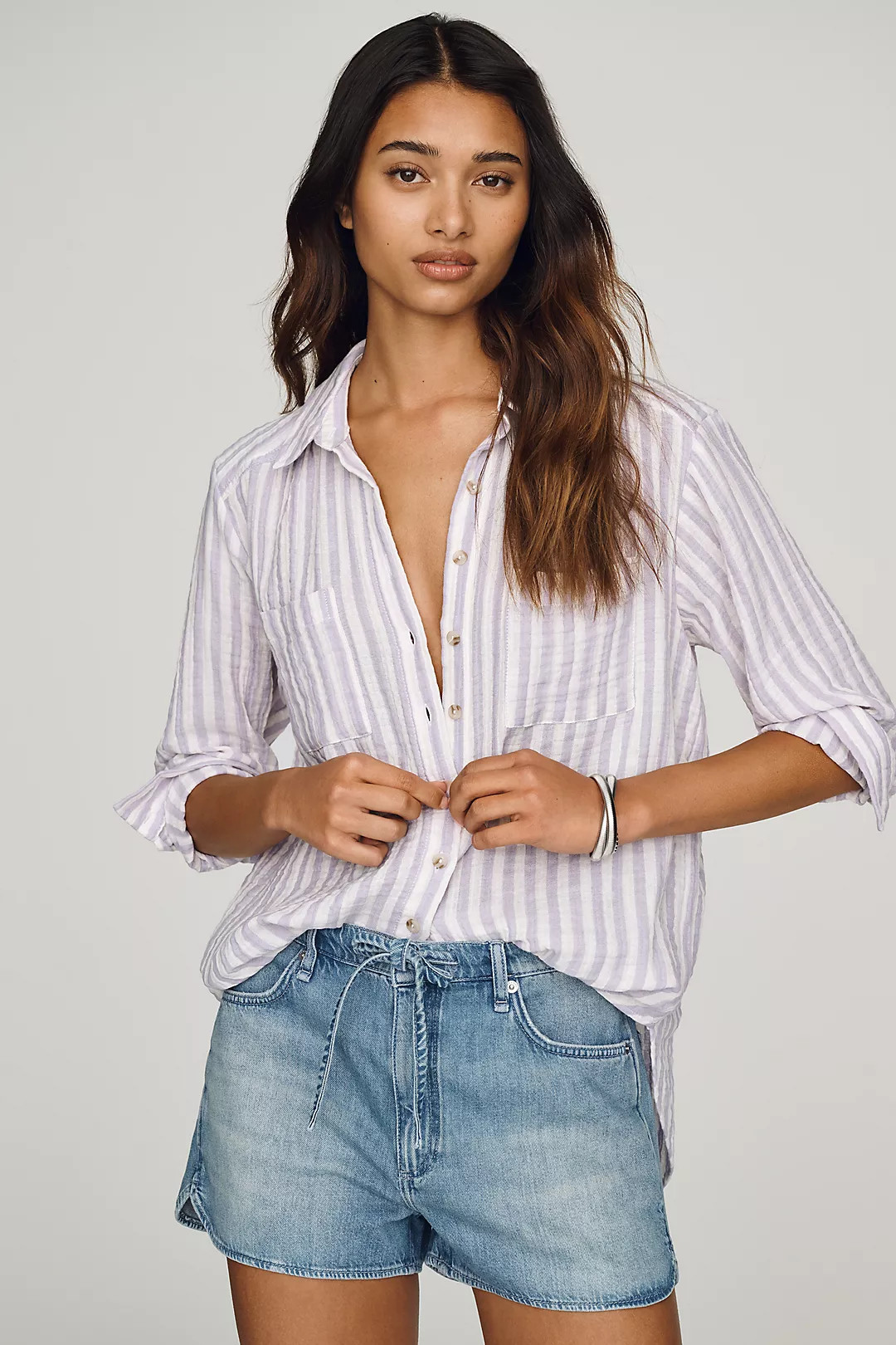 Pilcro Hadley Relaxed Buttondown Shirt: Striped Edition | Anthropologie (US)