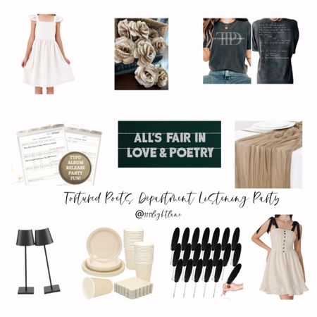 Tortured Poets Department Listening Party Decor, Dresses and activities 🖤
Taylor Swift 
TTPD
The Tortured Poets Department 

#LTKparties
