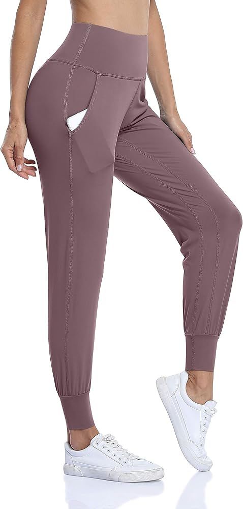 ATTRACO High Waist Joggers with Pockets Buttery Soft Tapered Workout Sports Yoga Pants | Amazon (US)