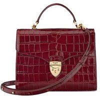Aspinal of London Mayfair Bag in Deep Shine Bordeaux Croc, Women's, Red | Aspinal of London