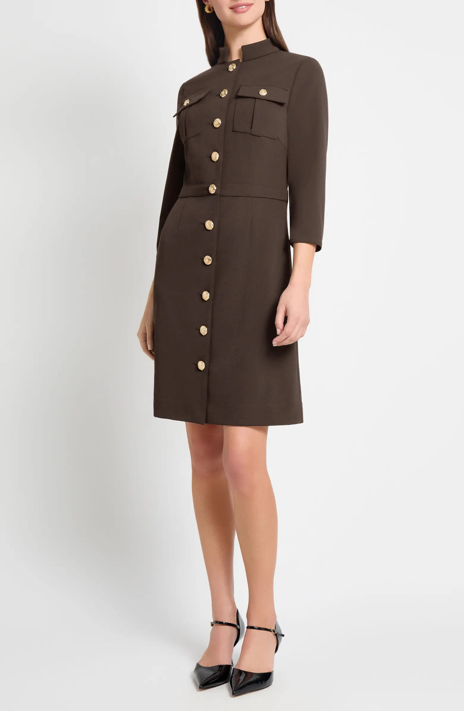 Ming Wang Deco Long Sleeve Crepe Sheath Dress | Nordstrom | Nordstrom