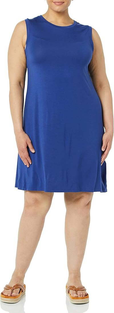 Amazon Essentials Women's Jersey Relaxed-Fit Muscle-Sleeve Swing Dress (Previously Daily Ritual) | Amazon (US)