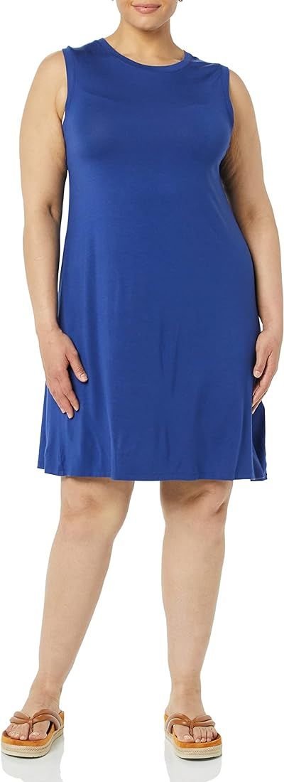 Amazon Essentials Women's Jersey Relaxed-Fit Muscle-Sleeve Swing Dress (Previously Daily Ritual) | Amazon (US)