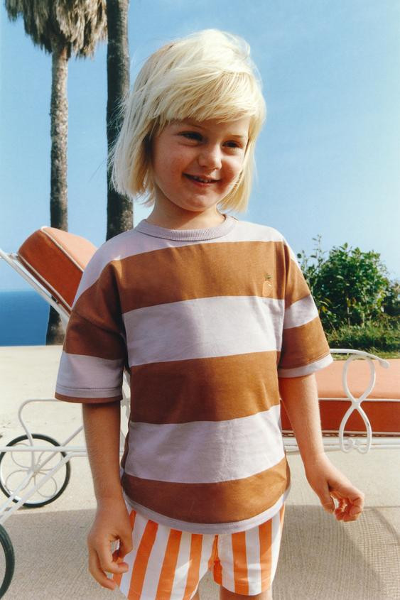 EMBROIDERED STRIPED T-SHIRT | Zara US