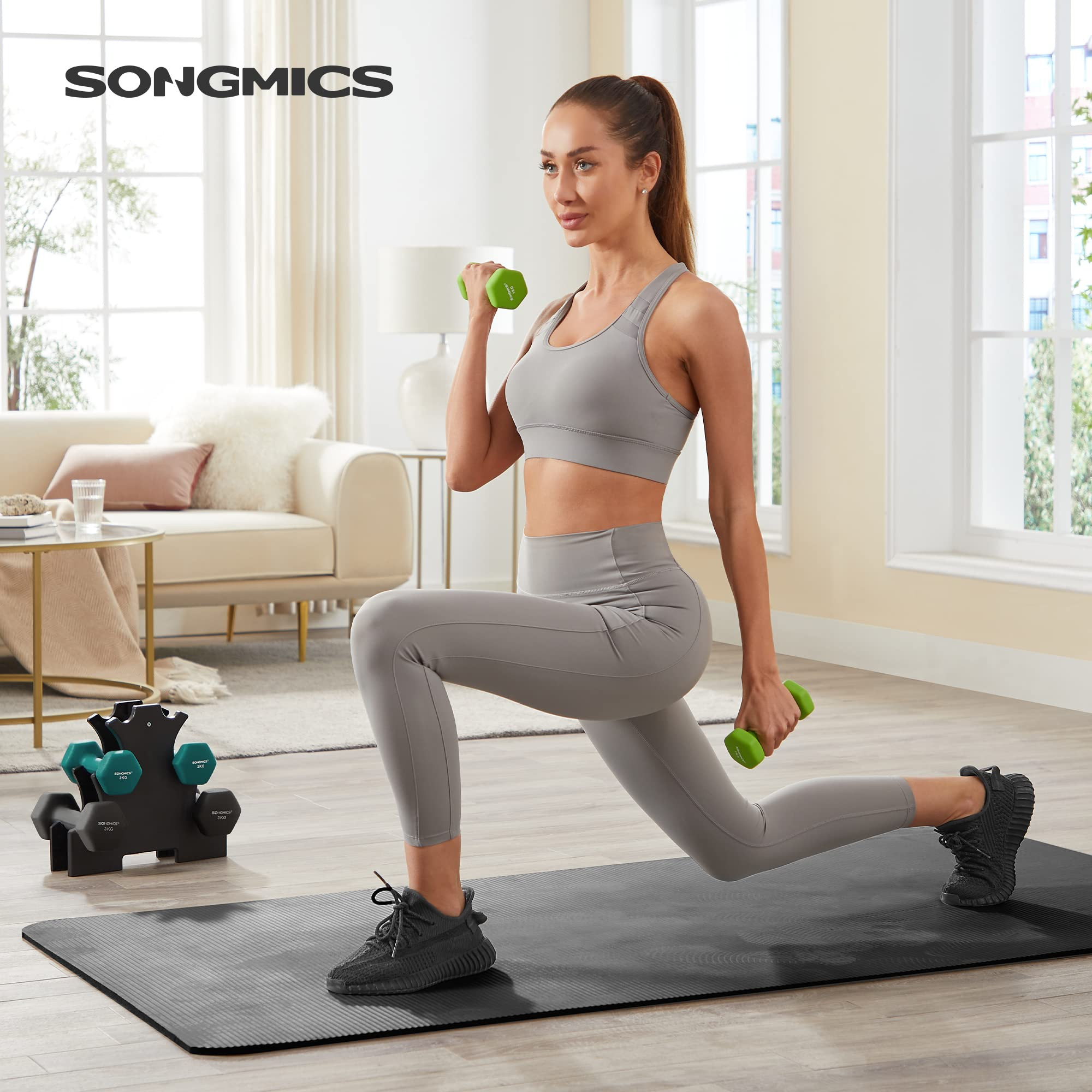 SONGMICS Weight Lifting Dumbbell Kit with Storage Stand, for Fitness, Vinyl Coated | Amazon (UK)