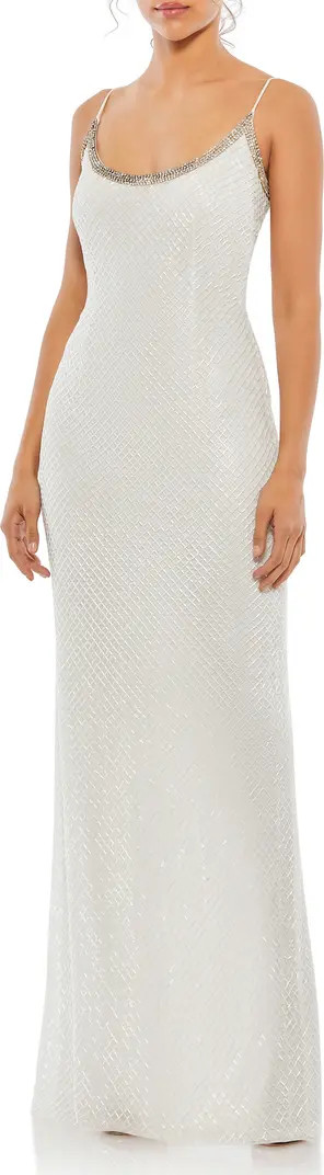 Mac Duggal Lattice Bead Sheath Gown | Nordstrom | Nordstrom