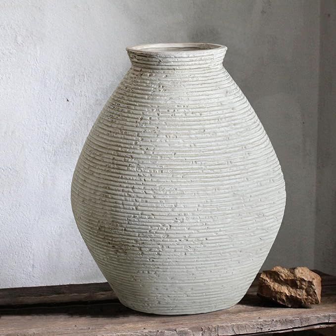 Rustic Ceramic Flower Vase Distressed Farmhouse Pottery Clay Large Terracotta Floor Vases for Dec... | Amazon (US)