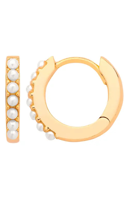 Estella Bartlett Mother-of-Pearl Huggie Hoop Earrings in Gold at Nordstrom | Nordstrom