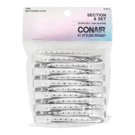 Conair Section & Set Styling Hair Clips Silver 12 Count | Walmart (US)