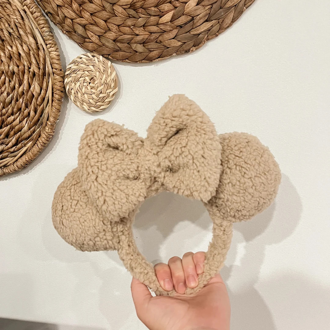 Caramel Latte Sherpa Minnie Mouse Ears | Tan Mickey Mouse Ears | Beige Mickey Ears | Soft Sherpa ... | Etsy (US)