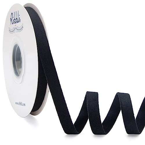 Ribbli Black Velvet Ribbon Double Faced 3/8 Inch 10-Yard Spool Black Ribbon Use for Christmas Tree Ornaments Gift Wrapping Wreath Decoration Wedding Boutonnieres | Amazon (US)