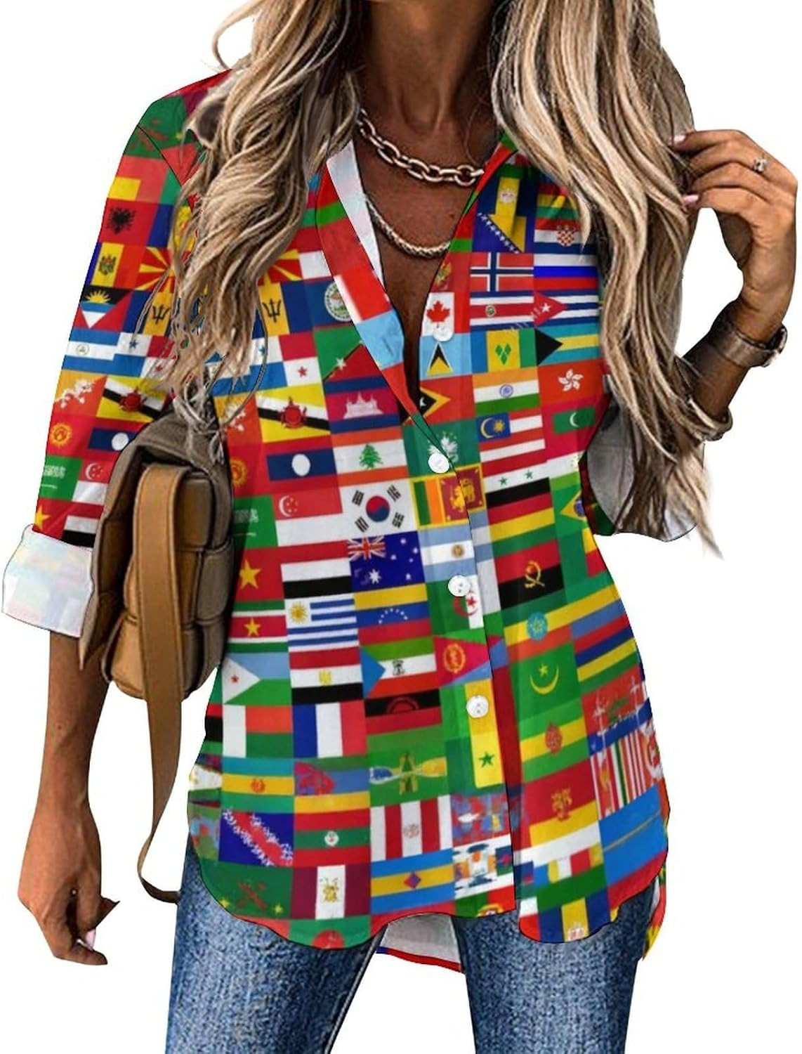 Women Button Down Shirts Long Sleeve Irregular Hem Tops Casual Collared Loose Fit Shirt | Amazon (US)