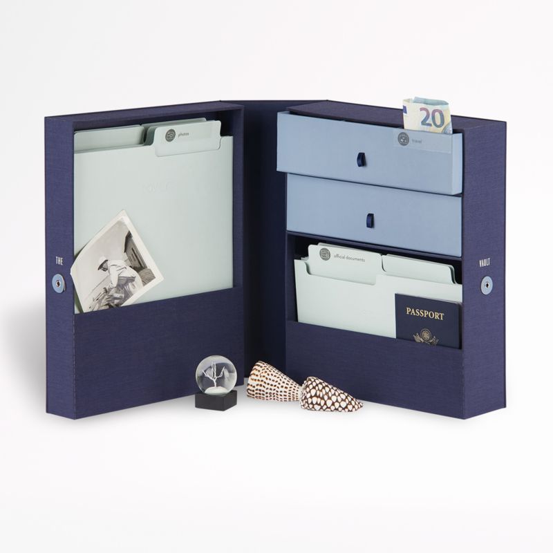 The Vault All-in-One Blue Desk Organizer | Crate and Barrel | Crate & Barrel