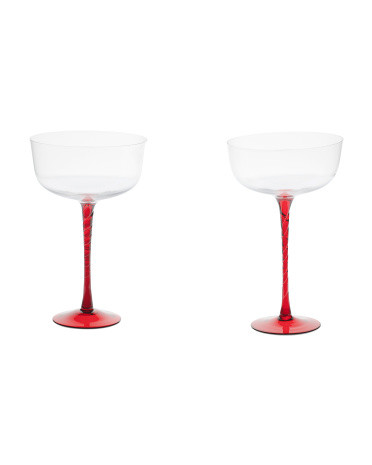2pk Twisted Stem Coupe Glasses | TJ Maxx