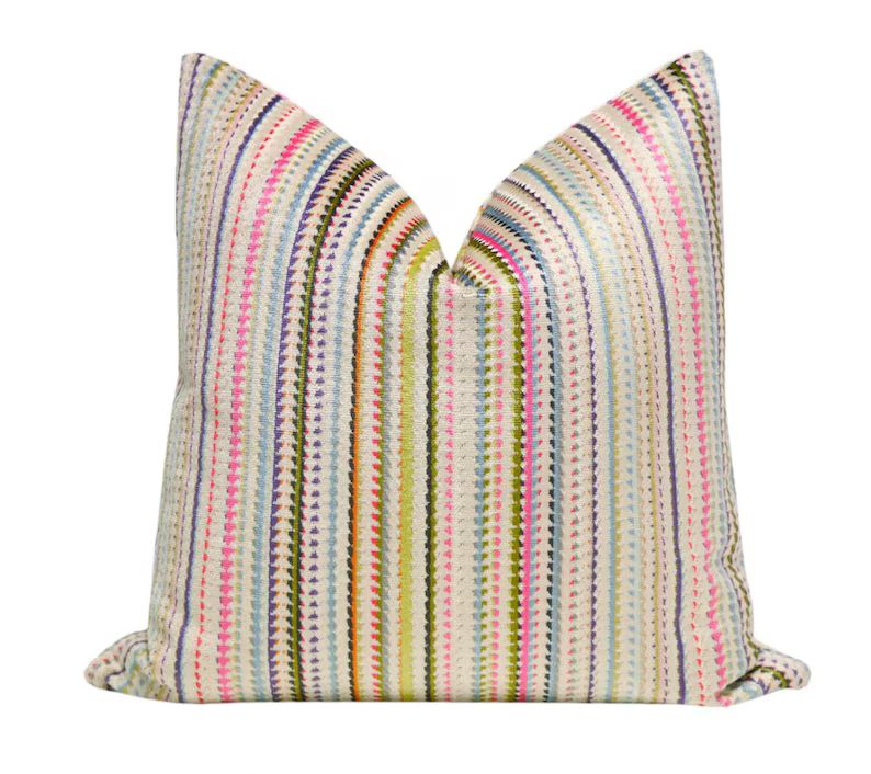 PRE-ORDER Tribeca Cut Velvet // Multi Pillow Stripe Colorful Pillow Designer Cut Velvet Pillow Mu... | Etsy (US)