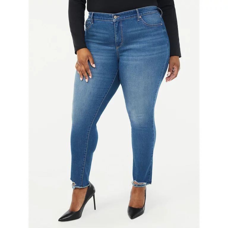 Sofia Jeans by Sofia Vergara Plus Size Rosa Curvy Ripped Hem High-Waist Ankle Jeans - Walmart.com | Walmart (US)