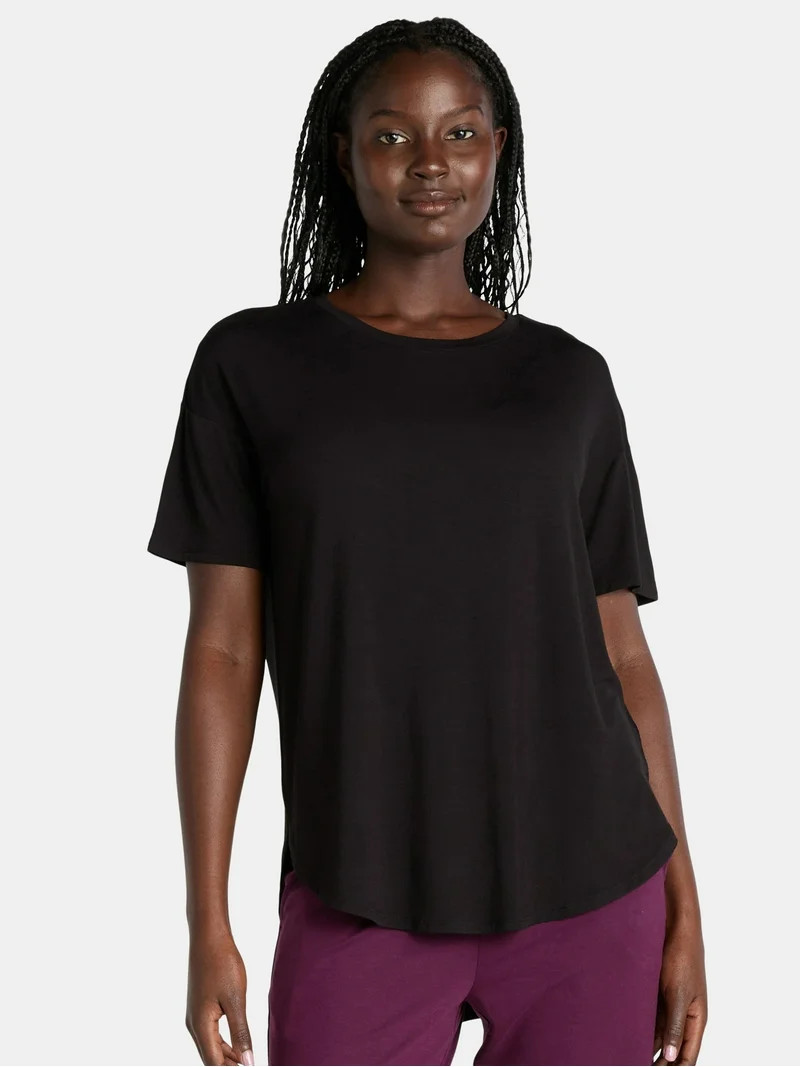 Time and Tru Women’s Crewneck Tunic Tee with Short Sleeves, Sizes XS-XXXL - Walmart.com | Walmart (US)