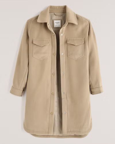 Women's Long Cozy Shirt Jacket | Women's Coats & Jackets | Abercrombie.com | Abercrombie & Fitch (US)