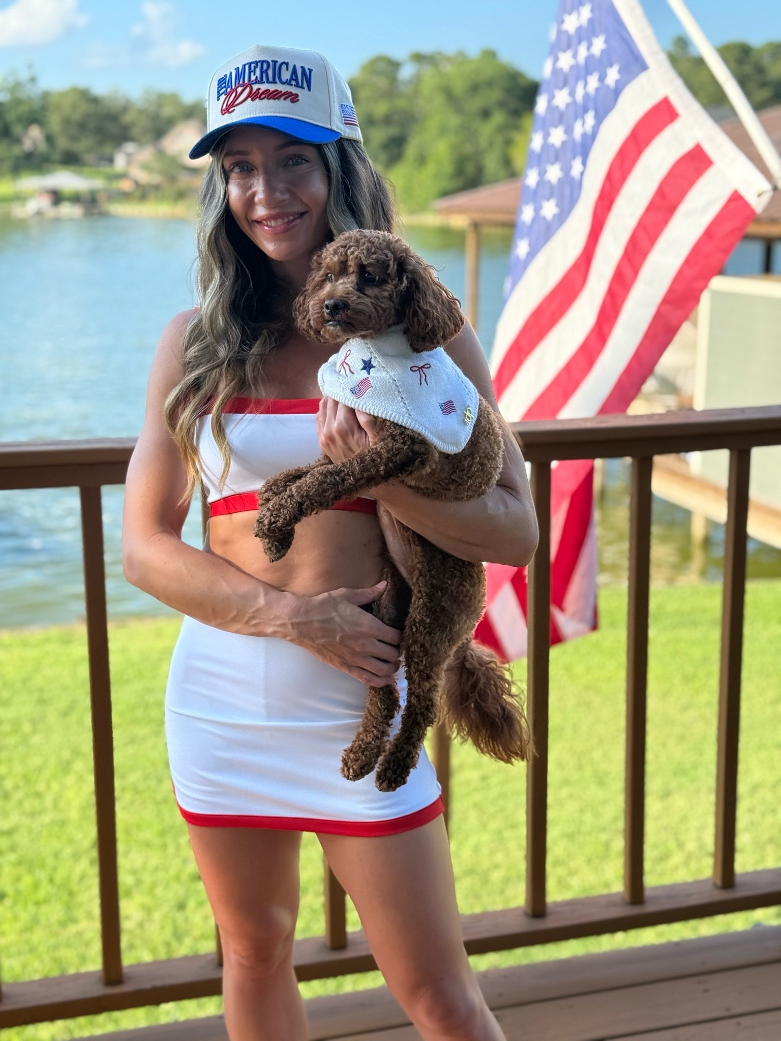 Red and white two piece activewear set on sale $59!

Red white and blue Fourth of July dog bandana

#LTKootd #LTKfitnessgoals #LTKActive