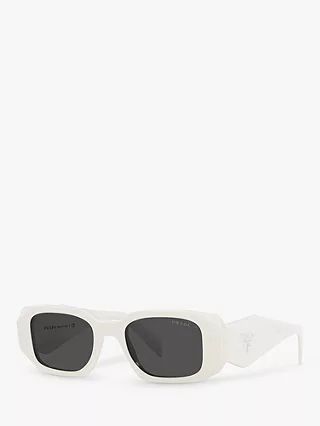 Prada PR17WS Women's Rectangular Sunglasses, White/Black | John Lewis (UK)