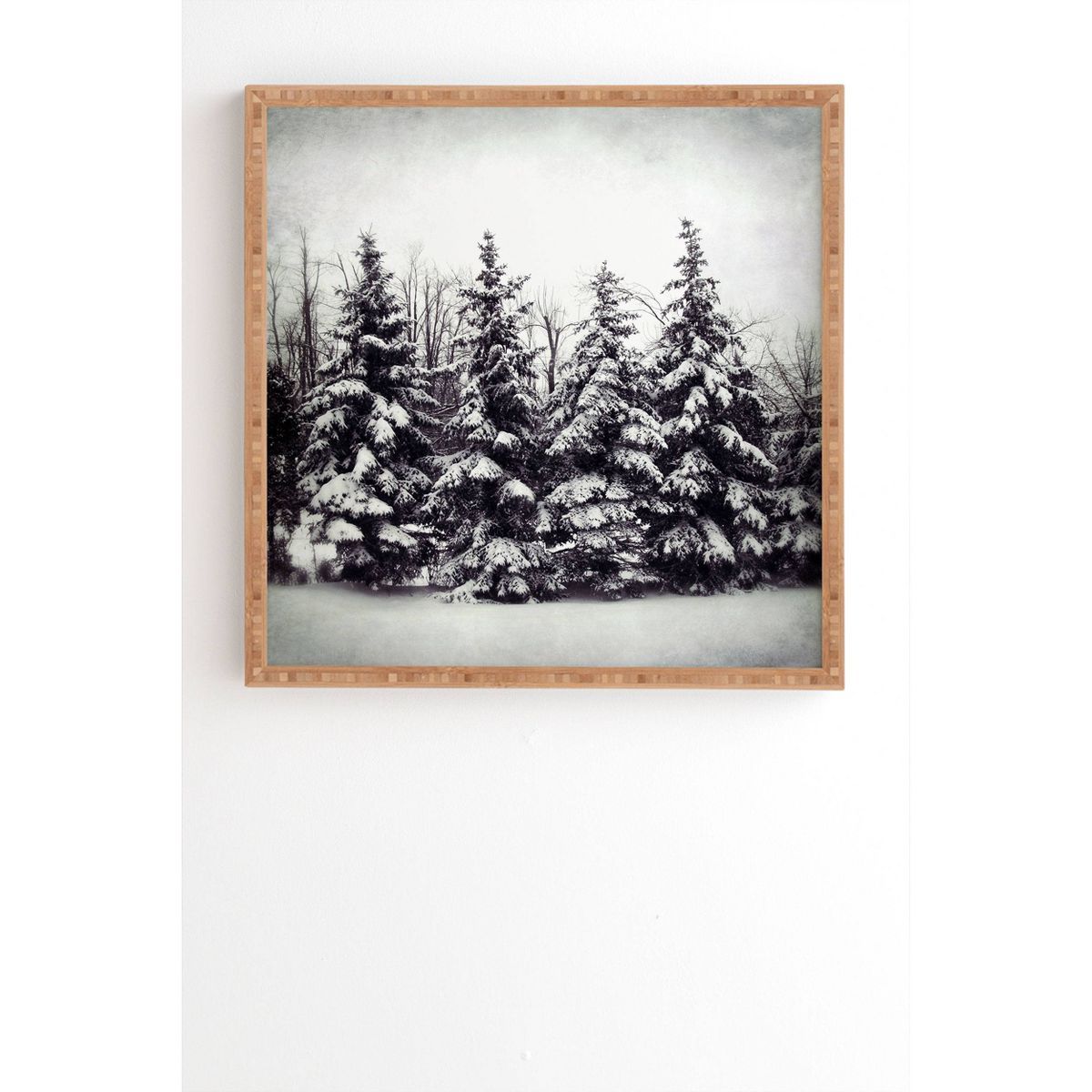 Chelsea Victoria Snow and Pines Bamboo Framed Wall Art - Deny Designs | Target