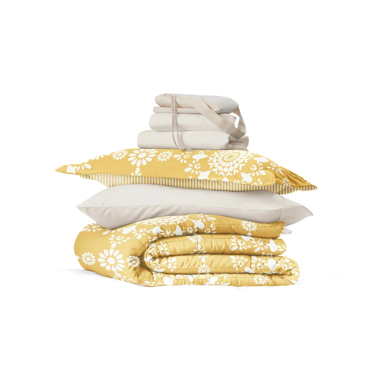 8-PC College Dorm Twin XL Bedding Bundle - Comforter Set, Sheet Set, Pillows and Laundry Bag | Wayfair North America