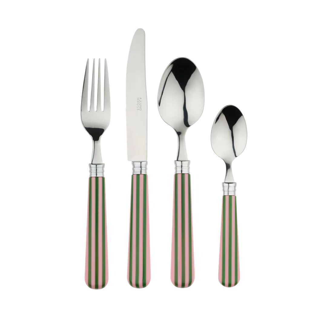 Pink & Green Stripe Cutlery Set | In the Roundhouse