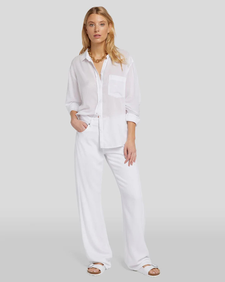 Denim Lustre Tess Trouser in White | 7 For All Mankind