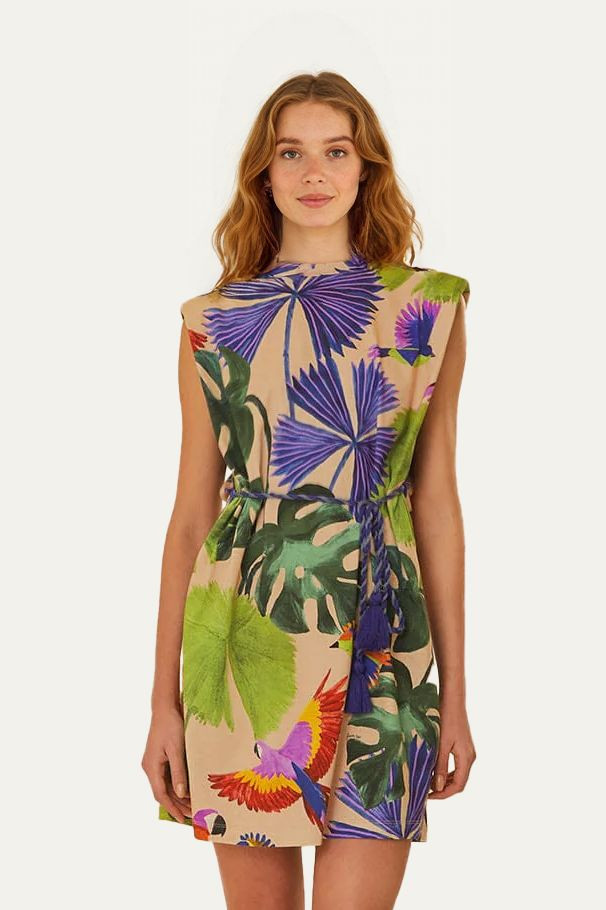 Sand Macaw Jungle Organic Cotton T-Shirt Dress | FarmRio (US)