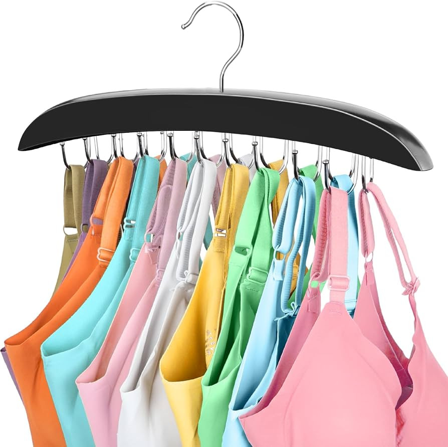 Bra Hanger for Closet, 360° Rotating Bra Organizer Space Saving w/20 Foldable Metal Hooks, Tank ... | Amazon (US)