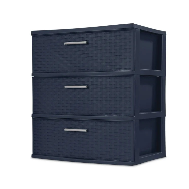 Sterilite Plastic 3 Drawer Wide Weave Tower Blue Cove - Walmart.com | Walmart (US)