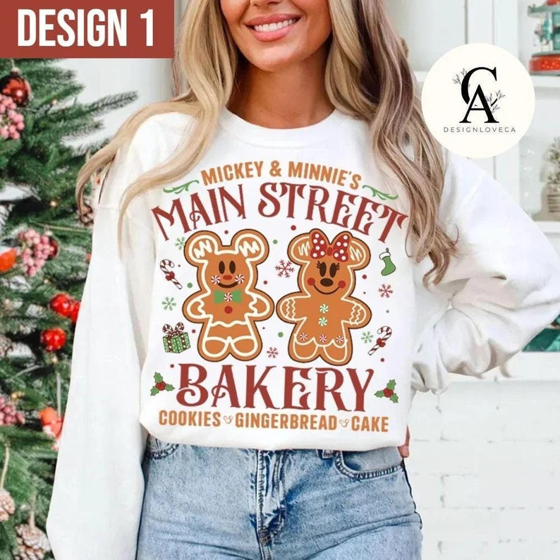 Gingerbread Mickey & Minnie Main Street Bakery Disney Christmas Shirt, Mickey's Very Merry Christ... | Etsy (US)