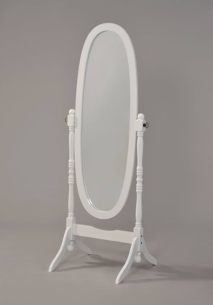 Wooden Cheval Floor Mirror, White Finish | Amazon (US)