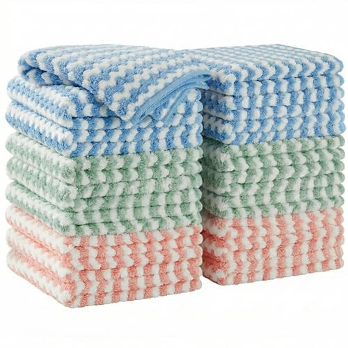 JOYMOOP 18 Pack Microfiber Cleaning Cloth, Kitchen Towels for Dish Drying Washing, Absorbent Streak Free Lint Free Rags for Cleaning, Reusable and Washable Towels - 10" x 10" | Amazon (US)
