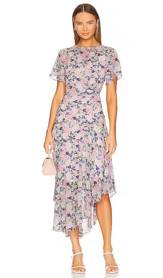 Flutter Sleeve Maxi Dress in Pink & Blue Floral | Revolve Clothing (Global)
