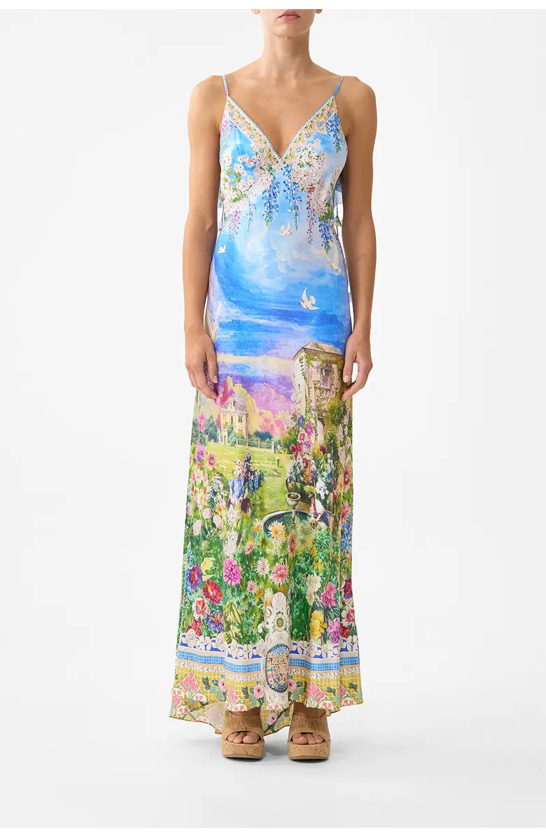 V Neck Bias Slip Dress With Back Frill | Nordstrom