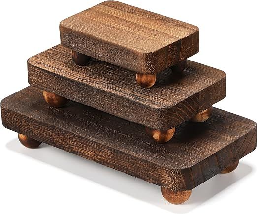 3 Pcs Wooden Risers for Display Wood Pedestal Stand Wooden Risers for Decor Farmhouse Vintage Rus... | Amazon (US)