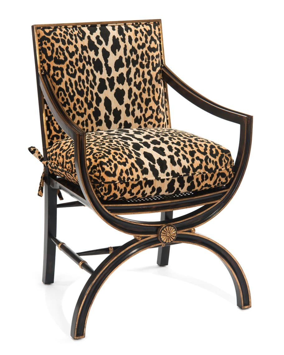 John-Richard Collection Macayla Mirrored Leopard-Print Armchair | Horchow