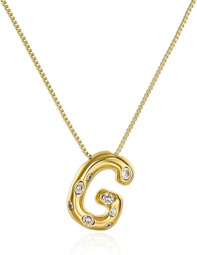 Cicy Bell Initial Necklace for Women 14k Gold Plated Cubic Zirconia Trendy Personalized Dainty Le... | Amazon (US)