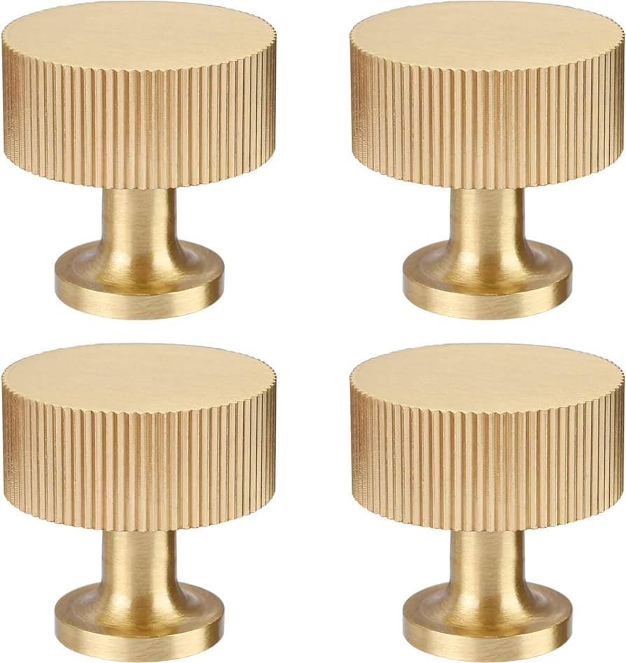 RZDEAL 4pcs Solid Brass Cabinet Knobs Pulls Cabinet Drawer Dresser Gold Knobs Modern Handles Knob... | Amazon (US)