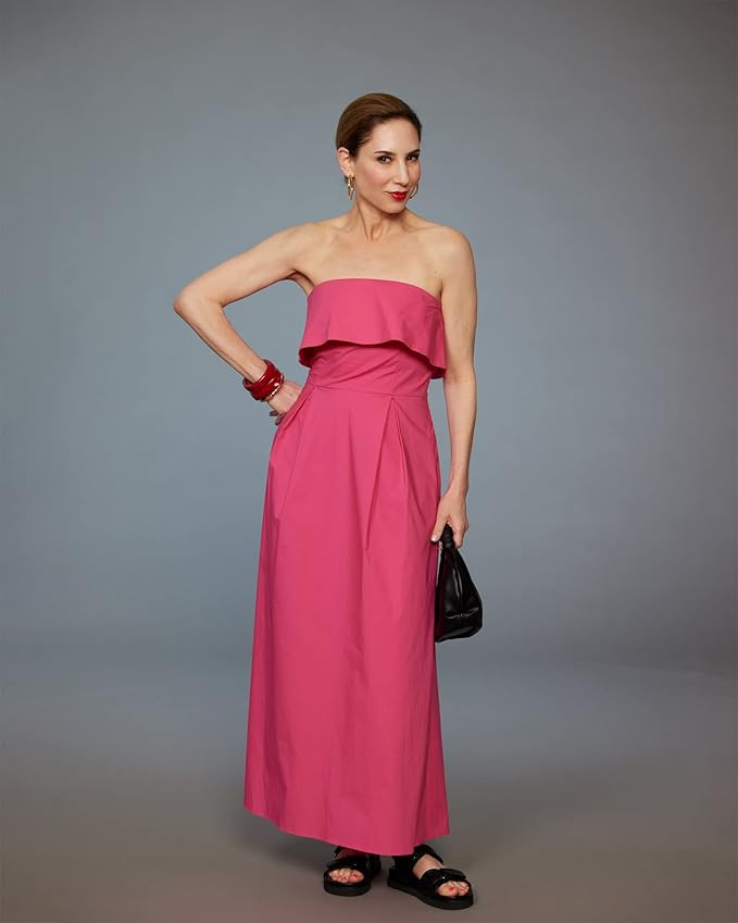 The Drop Women's Hot Pink Stretch Poplin Sleeveless Midi Dress by @carla.rockmore | Amazon (US)