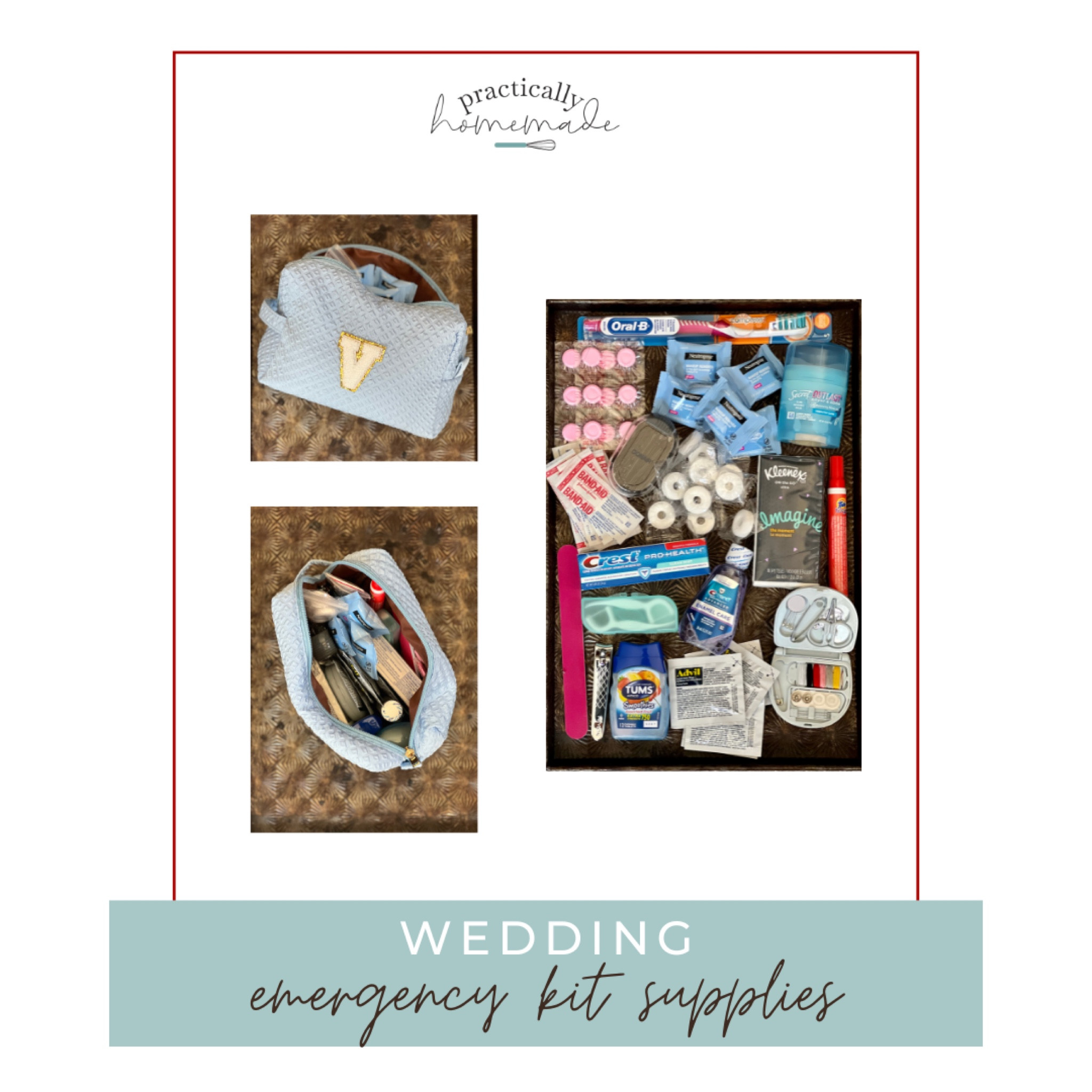 Create a wedding emergency kit that is the perfect gift for bridal showers.