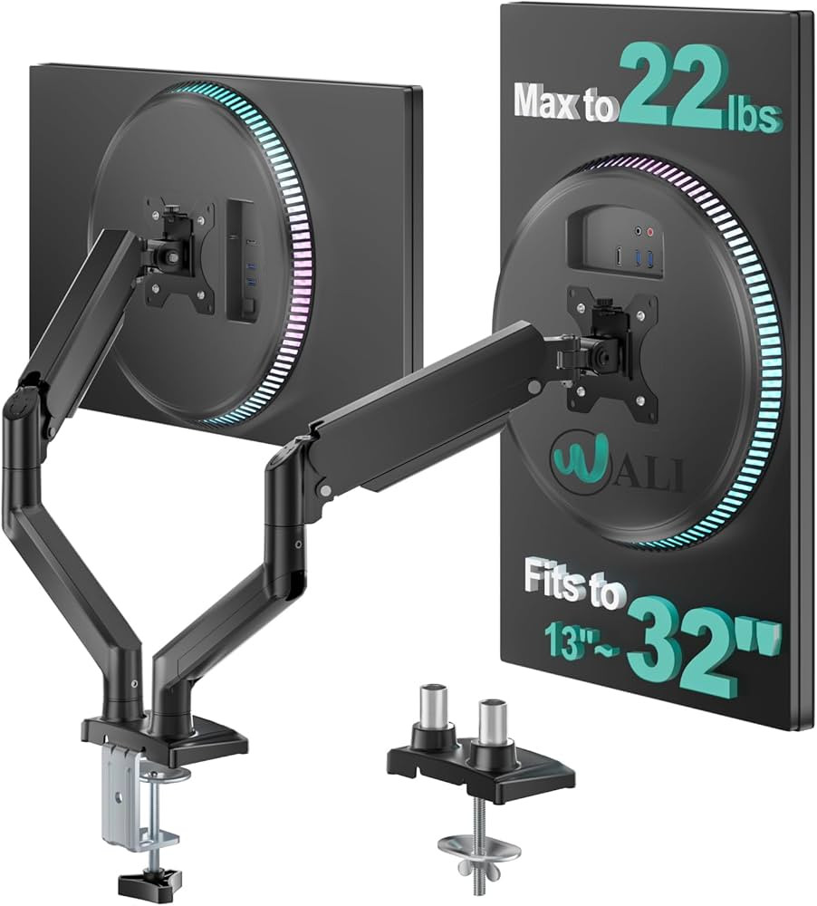 WALI Dual Monitor Stand for 13-32 inch Computer Screens, Dual Monitor Arms for 2 Monitors Holds u... | Amazon (US)