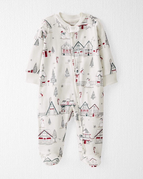 Baby Organic Cotton Sleep & Play Pajamas in Winter Village | Carter's Inc